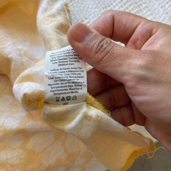 Terra & Sky Womens Blouse 3X‎ (24W-26W) Yellow White Floral Summer Spring - Picture 5 of 8